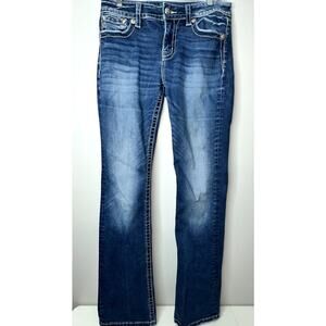 Miss Me Womens Size 29x34 Chloe Low Rise Boot Cut Medium Wash M3455B Embellished